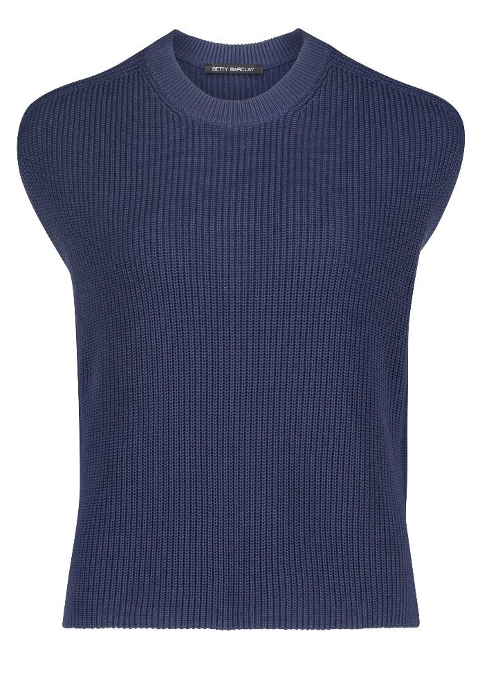 Betty Barclay Strickpullover Ärmellos blau und beige S22 58021081 
