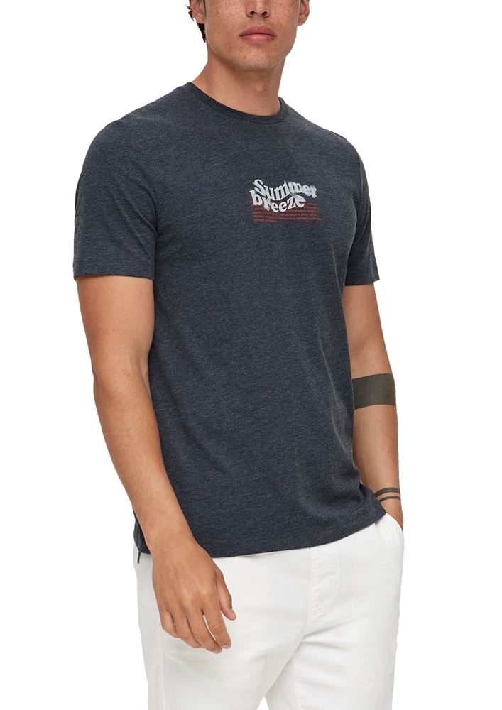 s.Oliver Herren Baumwollmix-Shirt mit Frontprint weiß, rot, blau S13  2131554 