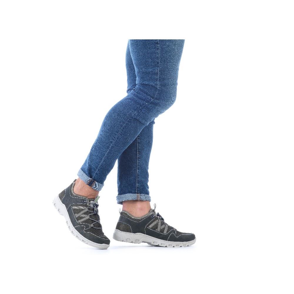 Rieker Antistress Herren Slipper Schlupfschuh Schnellschnürung Wechselfußbett grün S12 14555-54 46 | forest/vert/cem | H