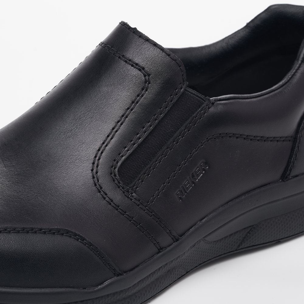 Rieker Antistress Herren Slipper Leder Extraweite Wechselfußbett schwarz S13 14850-01 