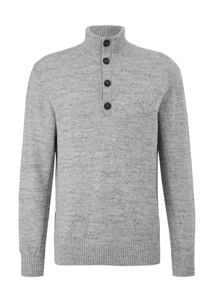 s.Oliver Pullover Melierter Troyer aus Baumwolle S22 2118091 XL | 78W1 GREEN | 