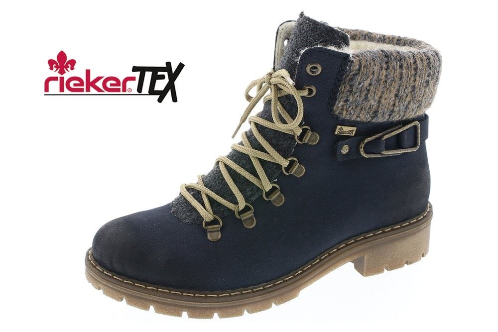 Rieker Boots Schnürer blau Lammwolle Tex - Membran  Y9131 36 | 14 pazifik/anth | 
