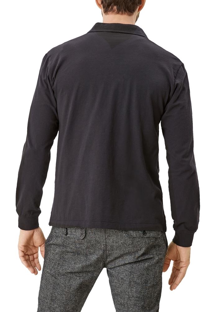 s.Oliver Shirt langarm Flammgarnjersey Polokragen blau  schwarz S12 2115897 