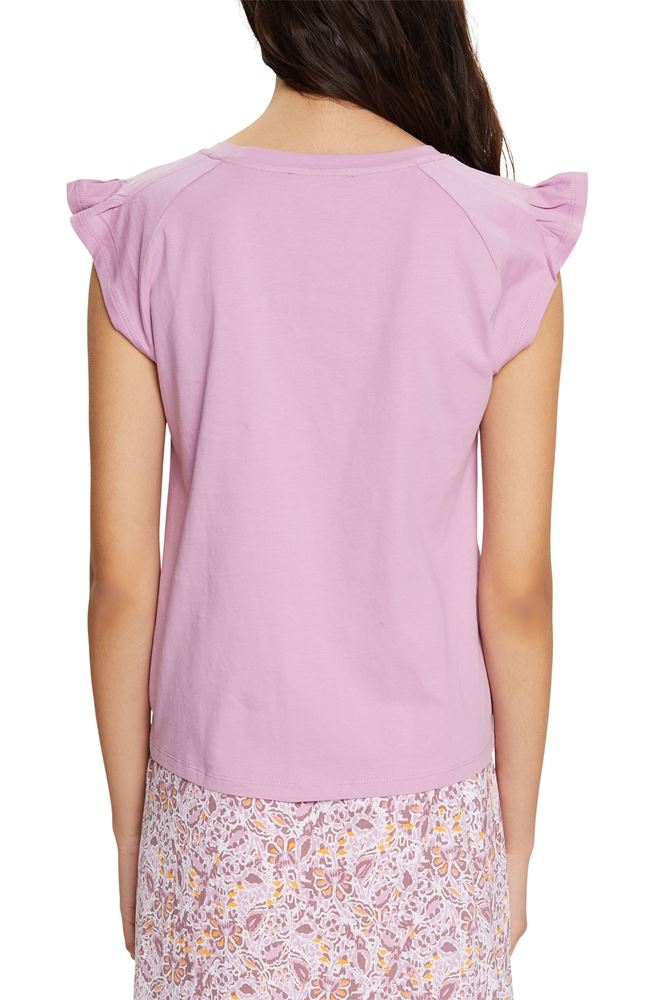 EDC T- Shirt Jersey Flügelärmel weiß grün lila S22 052CC1K312 