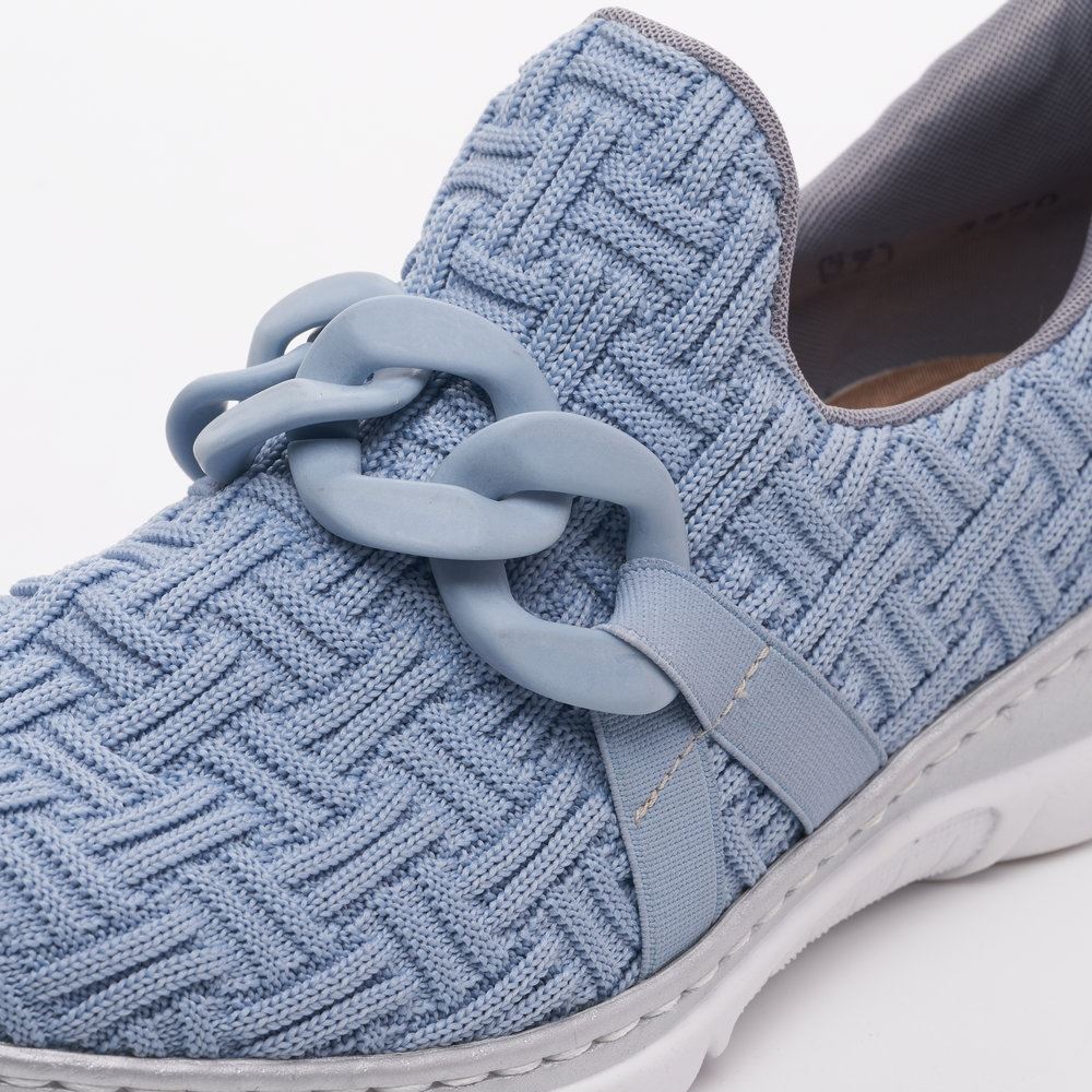 Rieker Antistress Damen Slipper Textil Kettendetail blau S13 L3270-12 