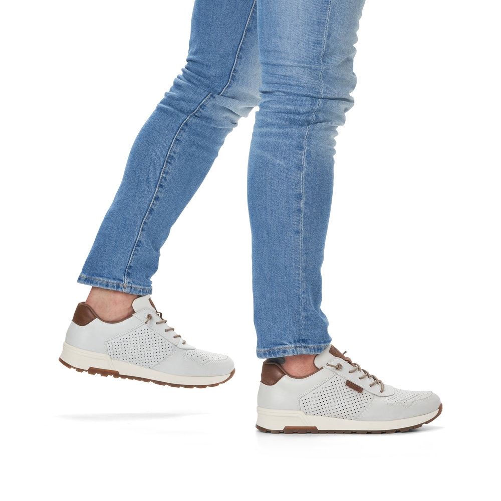 Rieker Antistress Herren Slipper Schlupfschuh Lochmuster Gummizug weiß S13 15108-80 