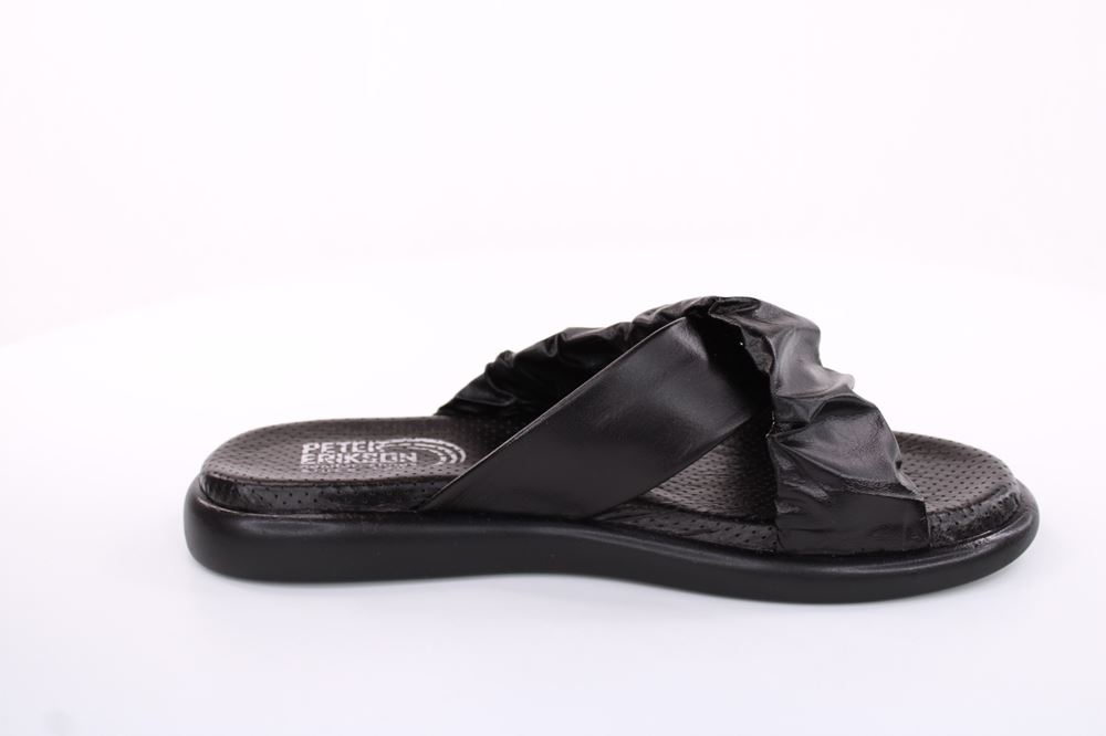 PETER ERIKSON Damen Pantolette Leder Comfort- Fußbett grün, schwarz S13 221511 