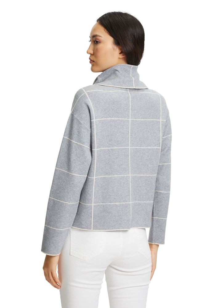 Betty Barclay Strickpullover Karo- Muster beige, grau S22 57941026 