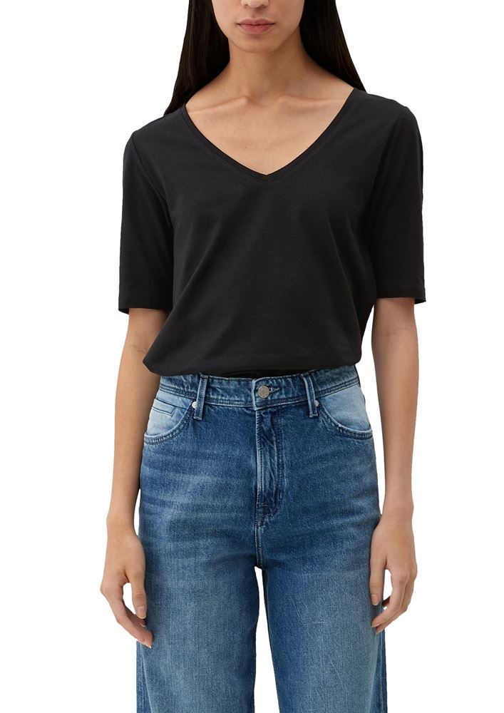 s.Oliver T-Shirt mit Rollsaum weiß, grün, schwarz, orange S13  2130253 