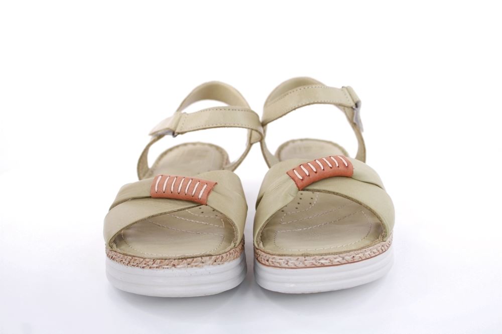 PETER ERIKSON Damen Sandale Leder Comfort- Fußbett weiß, grün S13 231533 