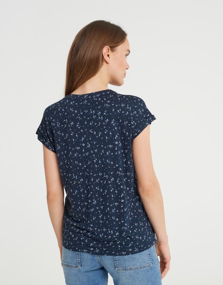 OPUS Shirt SANDI vintage flower 1/2 Arm Viskose Blütenprint S22 2260110639100 44 | 900 black | 