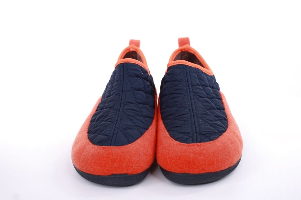s`knöpfli Herren Hausschuh geschlossen Materialmix grau orange S22 AC10638 
