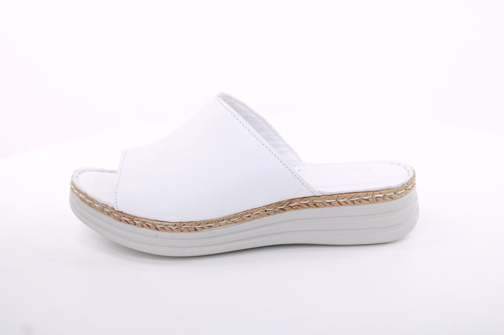 PETER ERIKSON Damen Pantolette Leder Comfort- Fußbett weiß, schwarz S13 231536 
