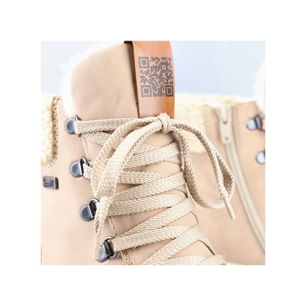 Rieker Antistress Damen Schürboot Schnürstiefelette TEX- Membran Warmfutter beige S22 48034-20 36 | camel/nuss/beig | F
