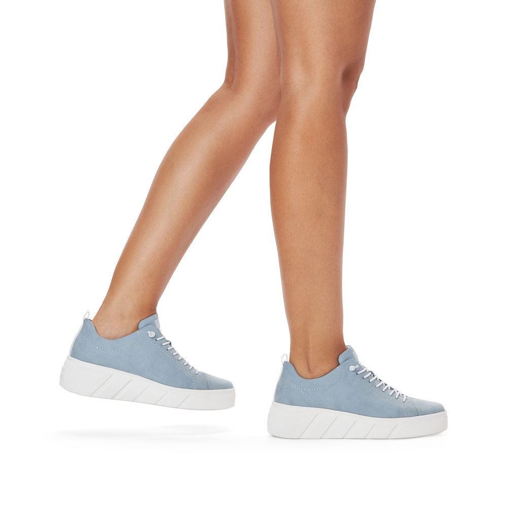 Rieker EVOLUTION Damen Sneaker Leder Plateausohle Wechselfußbett blau S13 W0500-12 