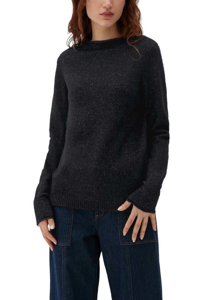 QS designed by Pullover mit Rollsäumen weiß, orange, grau S22  2124387 XL | 02W0 WHITE | 