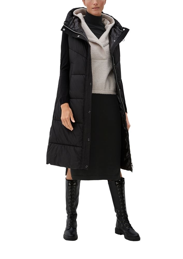 s.Oliver Damen Strickkleid Viskosemix Rippbündchen braun schwarz S22 2121299 