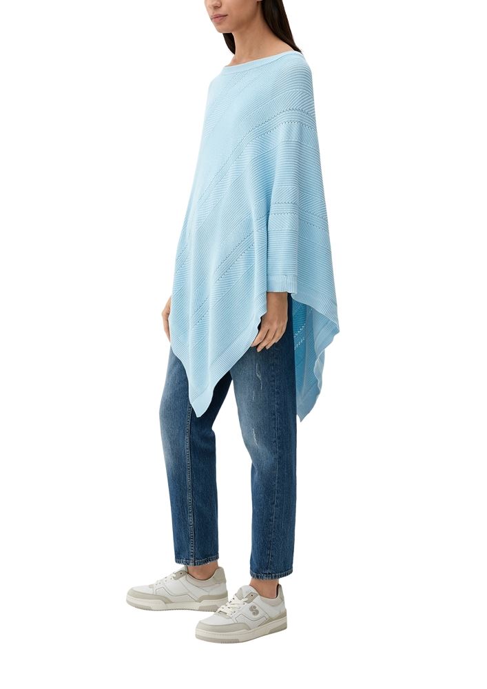 s.Oliver Strickponcho aus Viskosemix weiß, blau, orange S13  2128002 