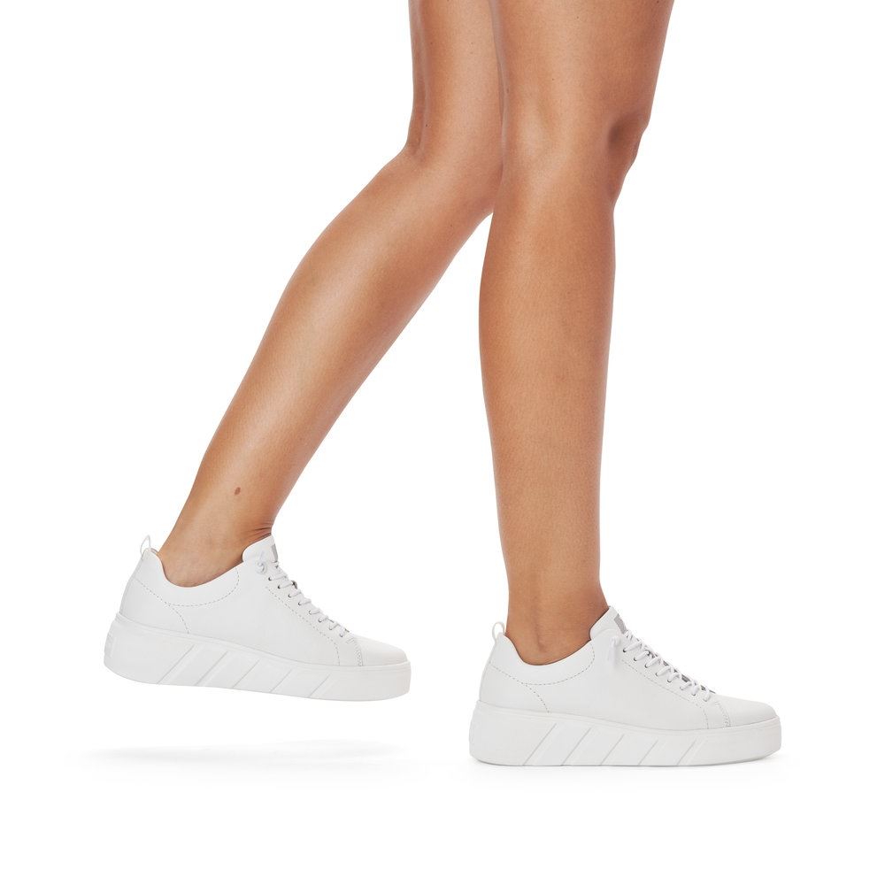 Rieker EVOLUTION Damen Sneaker Leder Plateau- Sohle Wechselfußbett weiß S13 W0500-80 