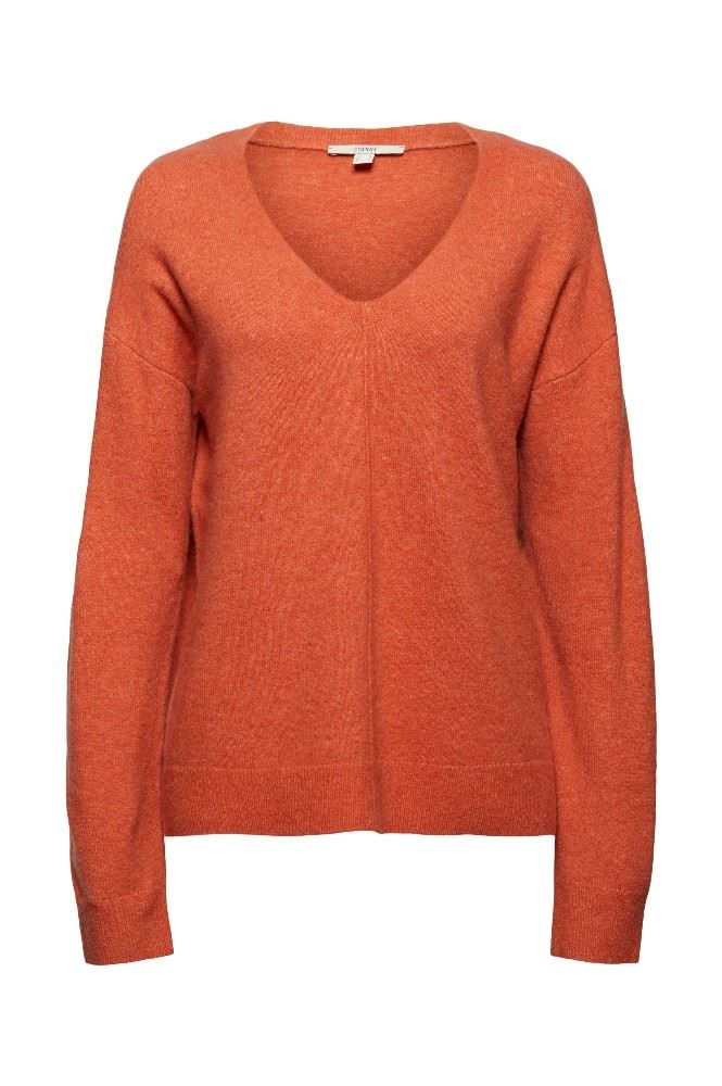 ESPRIT V-Neck-Pullover mit Wolle 991EE1I325 