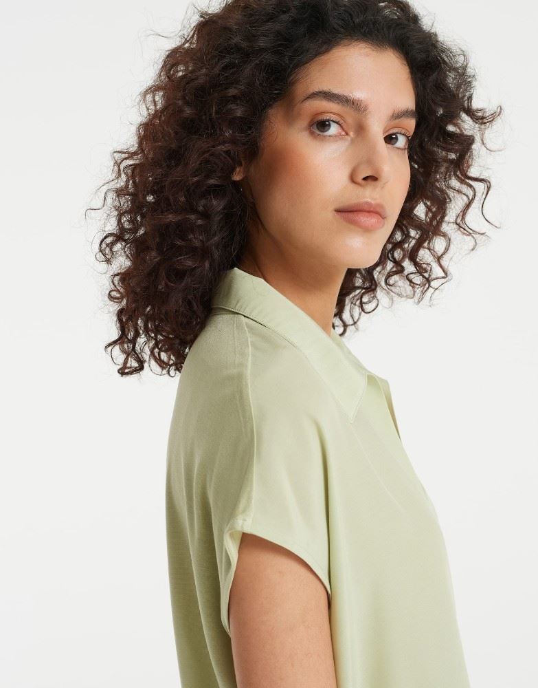 OPUS Shirt Sylvaino Blusenkragen beige grün S12  1003899206100 