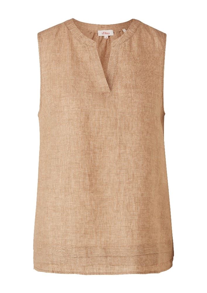 s.Oliver Leinentop mit Layering 2114319 36 | 84W9 BROWN | 