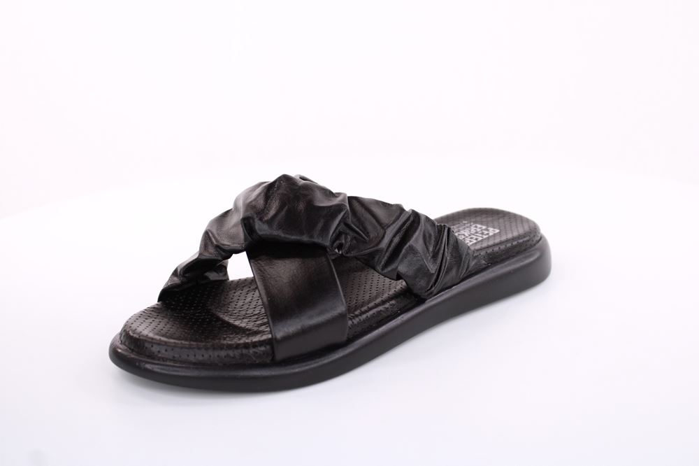 PETER ERIKSON Damen Pantolette Leder Comfort- Fußbett grün, schwarz S13 221511 