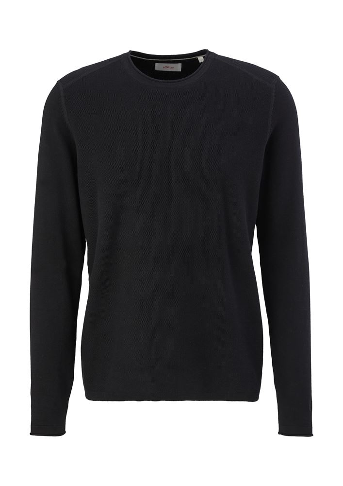 s.Oliver Strickpullover mit Rollsäumen S22 2124551 S | 9999 GREY/BLACK | 