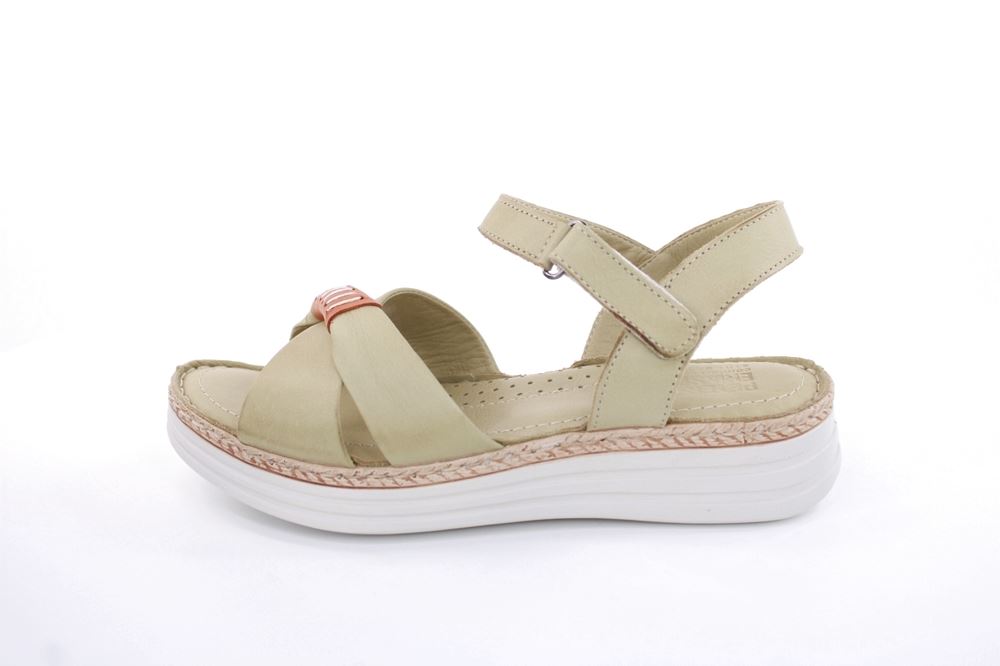 PETER ERIKSON Damen Sandale Leder Comfort- Fußbett weiß, grün S13 231533 