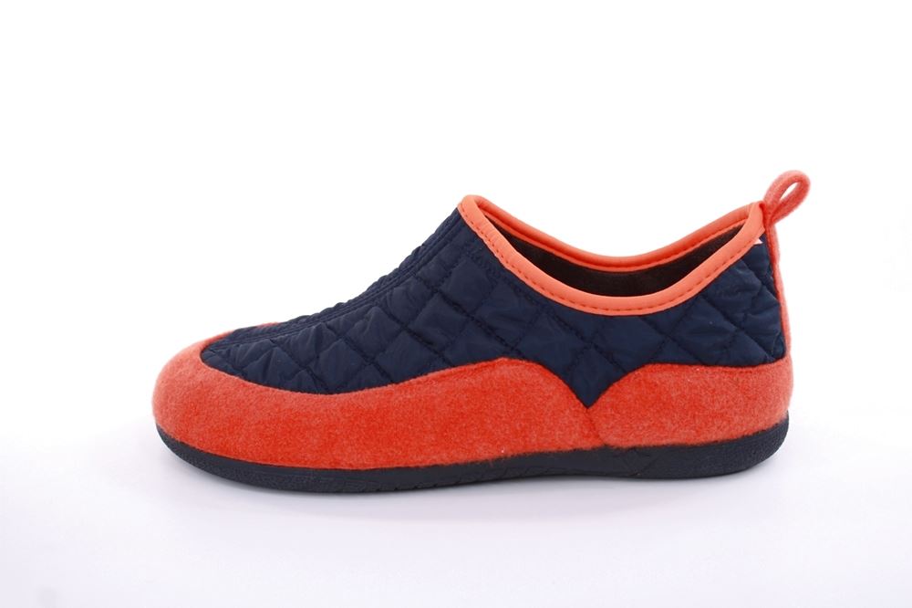 s`knöpfli Herren Hausschuh geschlossen Materialmix grau orange S22 AC10638 