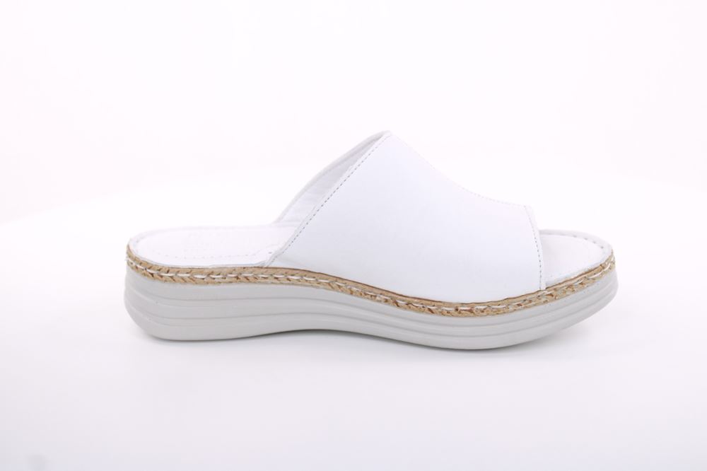PETER ERIKSON Damen Pantolette Leder Comfort- Fußbett weiß, schwarz S13 231536 