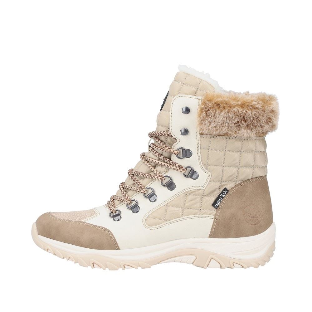 Rieker Antistress Schnürstiefel Schnürboot TEX- Membran kuscheliges Warmfutter Wechselfußbett beige S22 M9644-60 