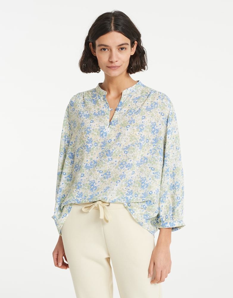 OPUS Printbluse Falinda Stehkragen Viskose floraler Print blau S12  10021610273120 38 | 6082 like water | 