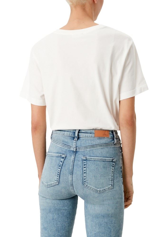 s.Oliver Jersey Shirt mit Schriftprint weiß S21 2108819 M | 02D4 Off-White | 