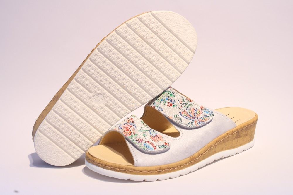Portina Bequempantolette Wechselfußbett komplett Leder weiss 42202 
