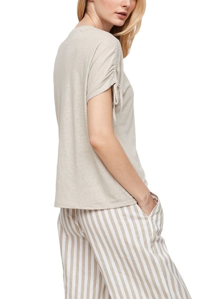 QS designed by Oversized Shirt Leinen beige 2063471 L | 8030 Brown | 