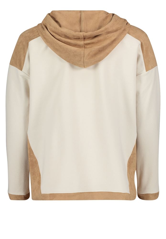 Betty Barclay Sweatshirt Kapuze Statement Druck überschnittener Arm beige S22  25241133 