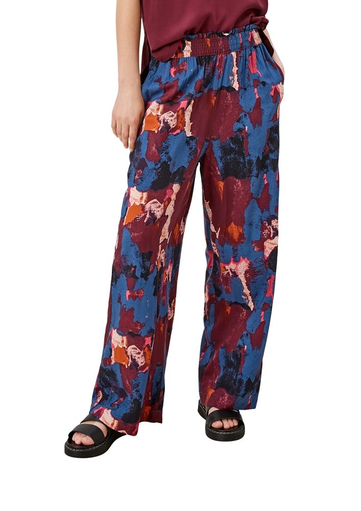 QS designed by Regular: Hose mit Allover-Muster bordeaux S13  2115540 