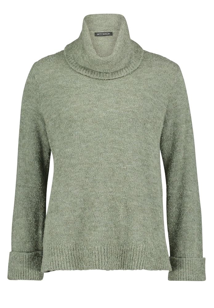 Betty Barclay Pullover großer Kragen beige grün rot S22 57621183 