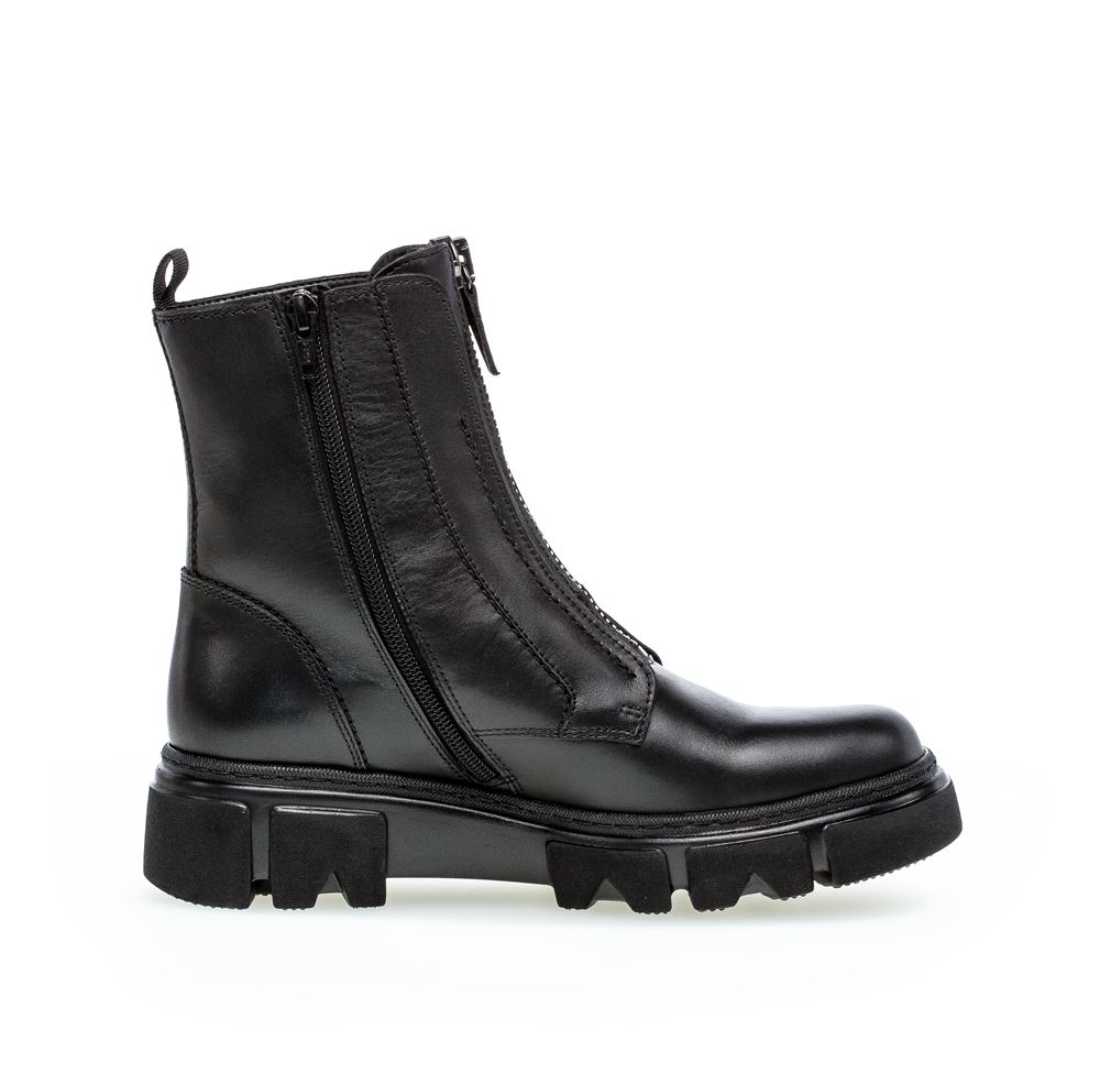 Gabor Bikerboot Stiefelette Leder Reißverschluss Wechselfußbett schwarz S22 91.733.27 