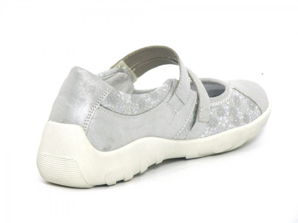Remonte Slipper Ballerina Spange Leder silner+muschel softfoam R3510-02 38 | 90 silber | 