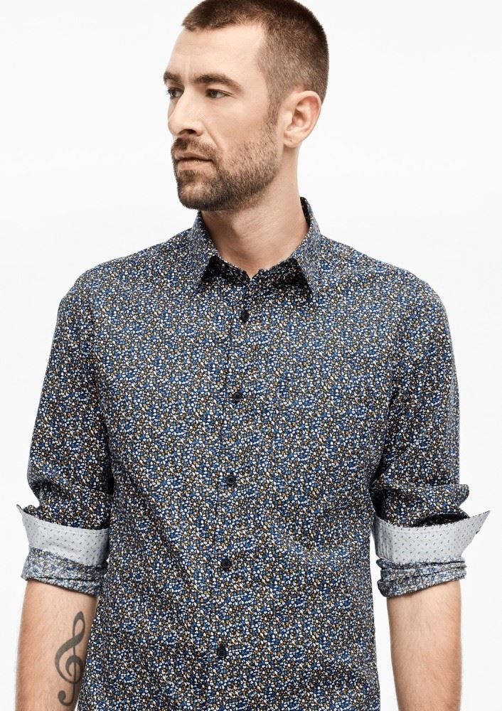s.Oliver Hemd Langarm AOP 2036499 XL | 59A1 dark night | 