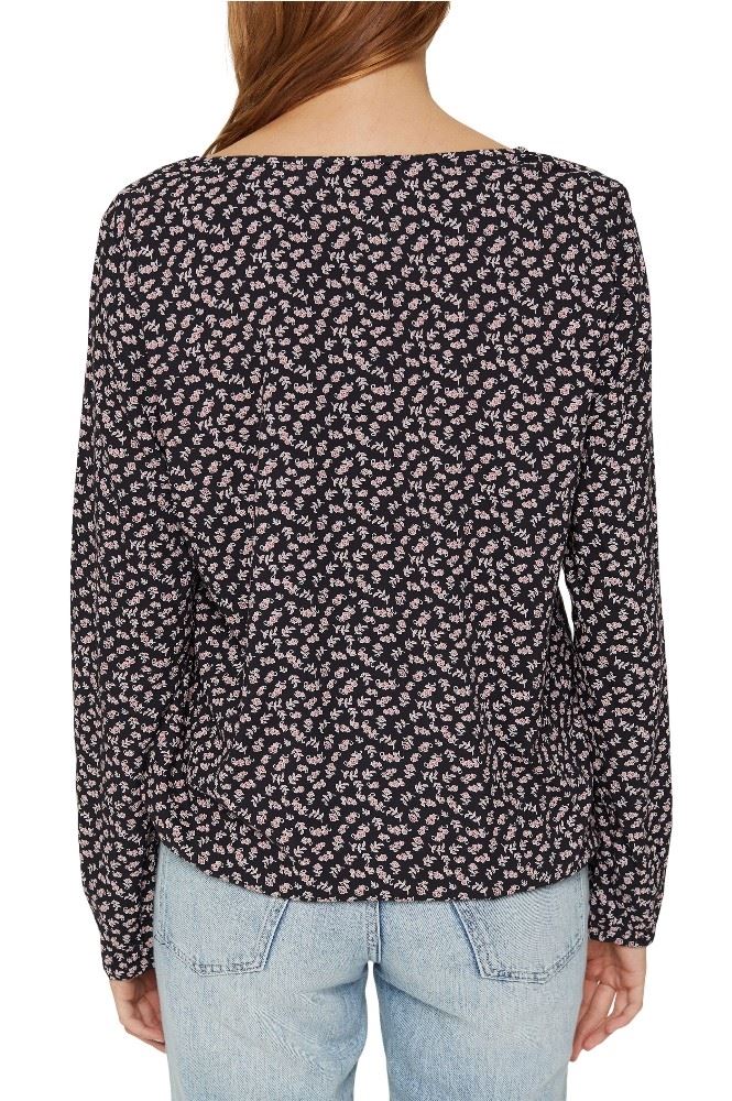 EDC Bluse Viskose V - Ausschnitt gemustert schwarz  991CC1F313 