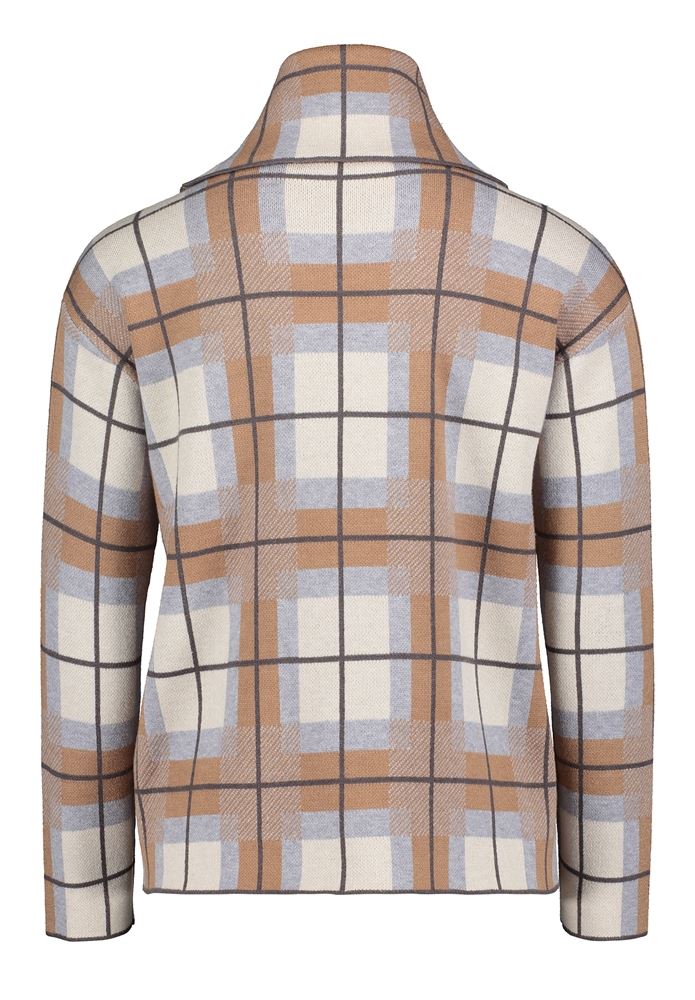 Betty Barclay Strickpullover großer Kragen Karo- Muster beige S22 57861026 