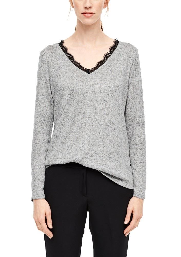 s.Oliver Shirt Langarm Spitze Melange 05912316893 1277045 