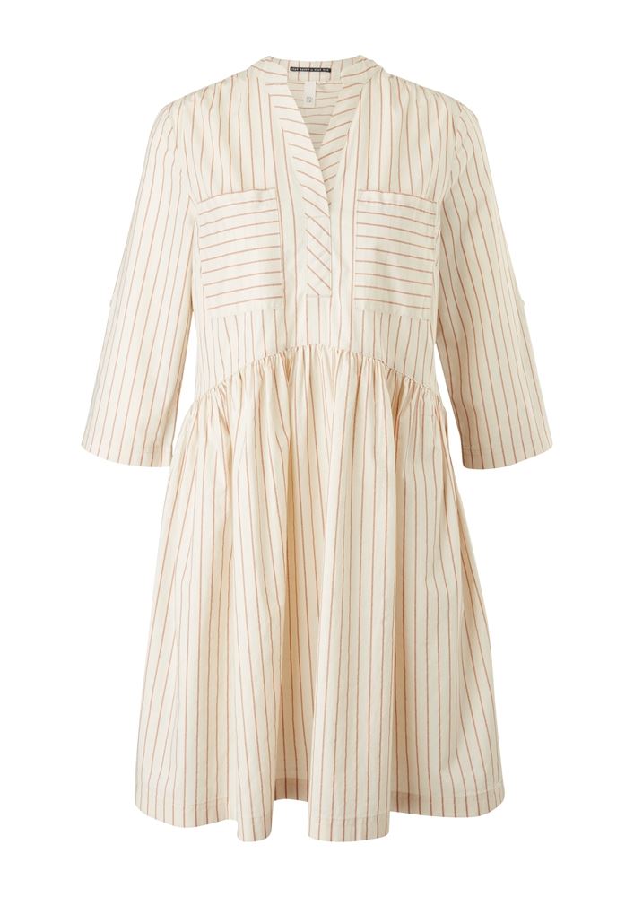 QS designed by Blusenkleid gestreift beige, blau S12  2112953 42 | 80G2 beige stri | 