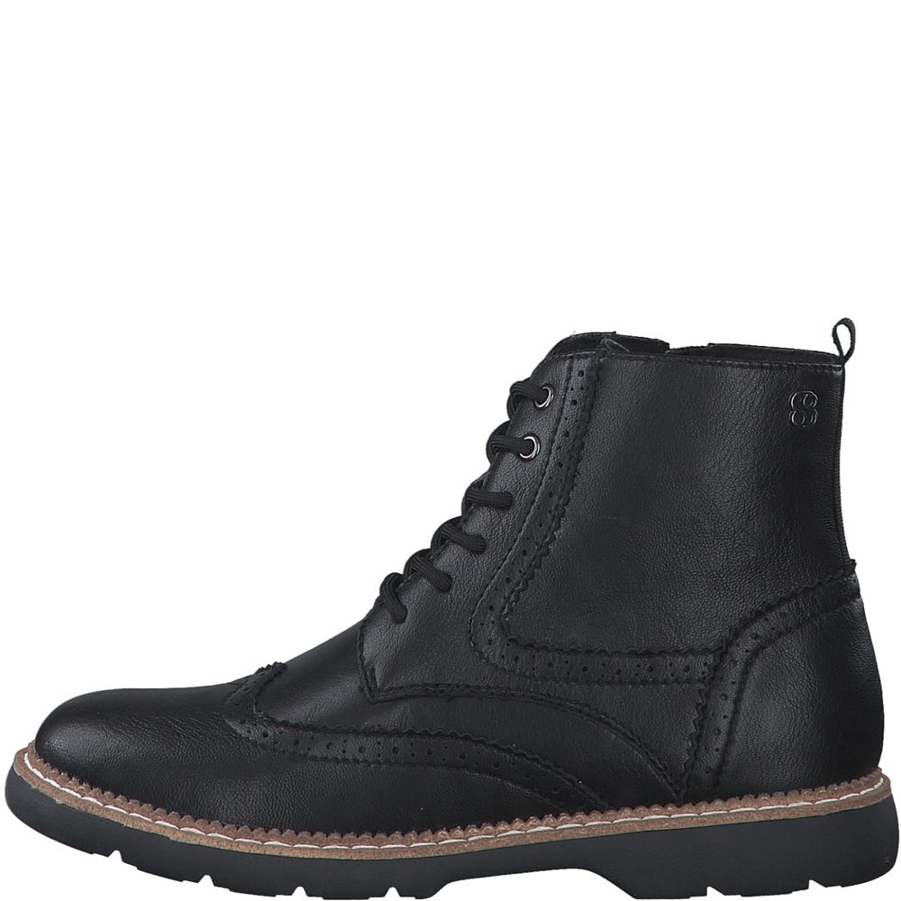 s.Oliver Schnürboots Lackoptik Brogue - Style blau, schwarz S22 5-5-25465-39 40 | 001 BLACK | 