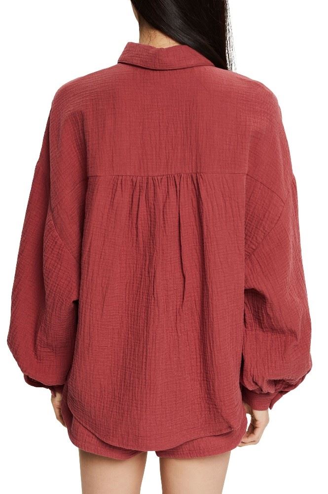 EDC Karierte Bluse mit Karrée-Ausschnitt 042CC1F310 S | C805 TERRACOTTA | 