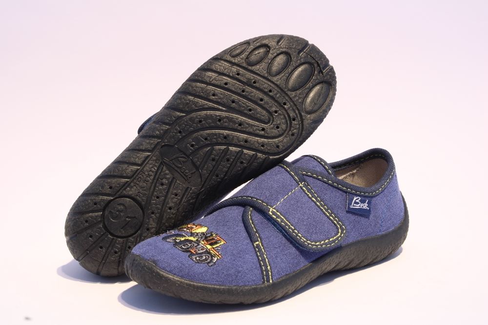 Beck Hausschuh Jungen Bagger blau 696/34 32 | blau | 