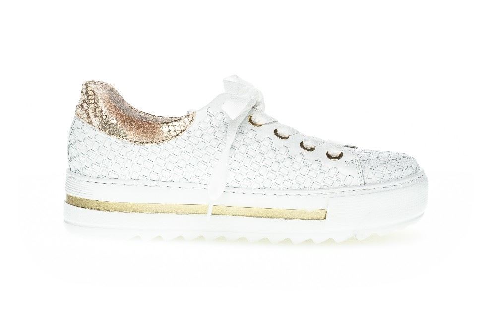 Gabor Sneaker low Leder Flechtoptik Golddetails Wechselfußbett weiß S12 86.499.50 7 | weiss/beige (go | G